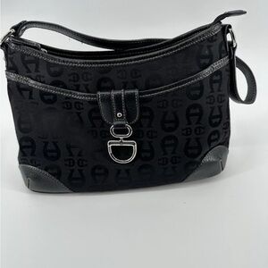 Etienne Aigner Black Monogram Shoulder Bag